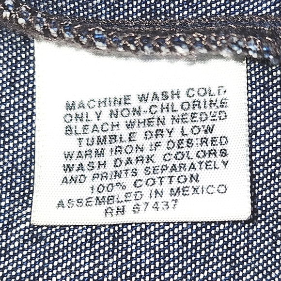 Todd Oldham Jeans Dark Blue Shimmer Button Front Trucker Style Jean Jacket Sz L - Picture 9 of 10